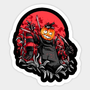 Halloween Evil Pumpkin Scarecrow Sticker